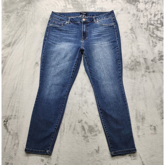 d. jeans Womens 20W Blue Mid Rise Skinny Leg Stretch Denim Ankle 5-Pocket Casual - Picture 1 of 12